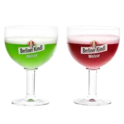 2er Set Berliner Kindl Weisse Gläser 300ml Bierglas Pokal Eichstrich 0,3L Edle Biertulpe Hoch Fuß