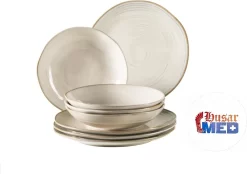 Mäser 931371 Nottingham Vintage Tafel-Service Für 4 Personen Mit Speiseteller Und Suppenteller Im Retro-Look, Steinzeug, Beige, 8-teilig (1 Set) -Küchenbedarf Geschäft 16b895b459f6ee168096a42ea102e503