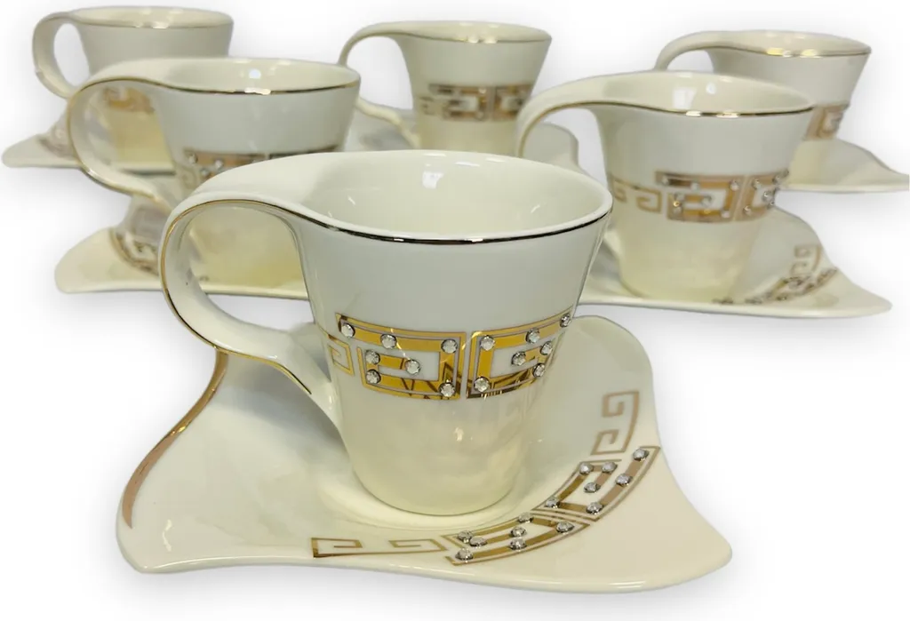 12-teiliges Medusa Mäander Kaffeeservice Mit Goldschliff Kaffeetassen Für 6 Personen 6 Tassen + 6 Untertassen Weiß-Gold Genießen Servieren Kaffee 3 12-teiliges Medusa Mäander Kaffeeservice Mit Goldschliff Kaffeetassen Für 6 Personen 6 Tassen + 6 Untertassen Weiß-Gold Genießen Servieren Kaffee