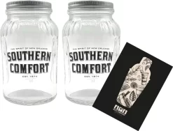 Southern Comfort 2er Set Lynchburg 2x Glas Gläser MIT DECKEL Bar Cocktail / Marmeladenglas