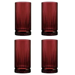 Pasabahce Elysia Wassergläser Longdrinkgläser 4er Set Lang Rot 450ml 520015