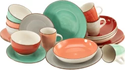 CreaTable 22853 Kombiservice Bella Casa Fashion Für 4 Personen, Steingut, Mehrfarbig (1 Set, 16-teilig) -Küchenbedarf Geschäft 2a69fd701b9a882c610505d3f6e09f7d