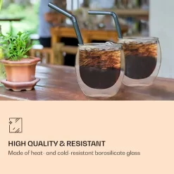 DUOS 6X 410ml Jumbo Doppelwandige Thermo-Gläser + 6X Edelstahl-LÖFFEL, Für Latte Macchiato, Cocktails, Vorspeisen By Feelino -Küchenbedarf Geschäft 302b02e48be9638bb4bcefd7ecb36b11