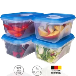 Wüllner & Kaiser Gefrierdosen 4er Set 750 Ml, Frischhaltedosen Mit Deckel, Ideal Zum Einfrieren, Vielfältig Verwendbar