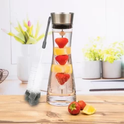 Wasserkaraffe Glas 1 L Mit Früchtespieß Edelstahl Ausguss