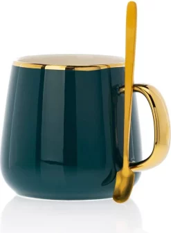 HowHomely Kaffeeservice Keramik 4 Personen - Teeservice 10-tlg. - Grün-Gold -Küchenbedarf Geschäft 463044aeda106ce27cd4b333171be4c2