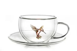 Creano 6er-Set Thermo-Tasses "Hummi" Für Tee/Latte Macchiato, Doppelwandig, Mit Kolibri-Muster | 250ml In Exklusiver Geschenkpackung -Küchenbedarf Geschäft 5541a7f90fa205521df429b841793929