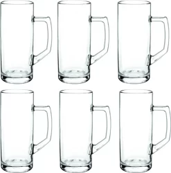 Borgonovo 12002620 Reno Bierseidel, Bierkrug, Bierglas, 645ml, Mit Füllstrich Bei 0,5l, Glas, Transparent, 6 Stück -Küchenbedarf Geschäft 5fbe9e38a9ed30fd23e03201fe0c0089