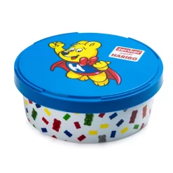 Zenker Haribo Vorratsdose Als Aufbewahrung Für Snacks Und Süßigkeiten Frischhaltedose Aus Kunststoff Mit Süßem Goldbär-Design Runde Dose Für Die Küche