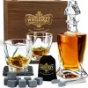 Whisiskey - Whisky Karaffe – Twisted Dekanter Set - Whiskey Karaffe Set - 1000ML - Geschenke Für Männer - Inkl. 8 Whisky Steine, Zange & 2 Whisky Gläser -Küchenbedarf Geschäft 774b55480a0331238855112bbe7d0df7