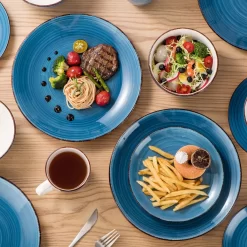 Vancasso Bella Steinzeug Kombiservice, 16 Teilig Geschirrset Für 4 Personen, Mit Je 4 Dessertteller, Speiseteller, Müslischalen, Kaffeebecher, Blau -Küchenbedarf Geschäft 86bec15474fdf6da803b7104160fdbe4