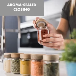 Klarstein Glaswerk Cassia Gewürzgläser Vorratsgläser Gewürzgläserset , 6 X 130 Ml , Borosilikatglas , Deckel Aus Akazienholz , Stapelbares Design , Luftdichte Aufbewahrung 13 Klarstein Glaswerk Cassia Gewürzgläser Vorratsgläser Gewürzgläserset , 6 X 130 Ml , Borosilikatglas , Deckel Aus Akazienholz , Stapelbares Design , Luftdichte Aufbewahrung -Küchenbedarf Geschäft 879e3693debcf29b06d125af218ddedf