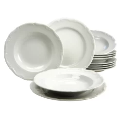 CreaTable 16137 Tafelservice Maria Theresia Für 6 Personen, Porzellan, Weiß (1 Set, 12-teilig)
