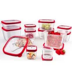 Deuba Frischhaltedosen Mit Deckel 24-tlg. Kunststoff BPA-Frei Spülmaschinen- Und Mikrowellengeeignet 6 Größen 120ml Bis 1700 Ml Küche Vorratsdosen, Farbe:rot -Küchenbedarf Geschäft 8ec0335d0841fefed6fe934e9c45fc93