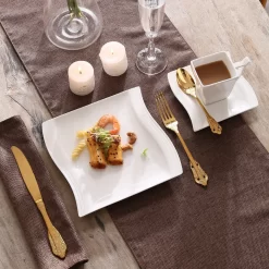 MALACASA, Serie Flora, 18 Tlg . Set Cremeweiß Porzellan Kaffeeservice Geschirrset Mit Je 6 Kuchenteller, 6 Tasse 220ml, 6 Untertasse Für 6 Personen -Küchenbedarf Geschäft 91b8bec01debdb26bdbda7f25bfc050f