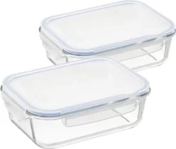 Glas Frischhaltedose Set Mit Deckel - 2x Vorratsdosen In - Auslaufsicher Hitzebeständig Kältebeständig - Glasbehälter Boxen