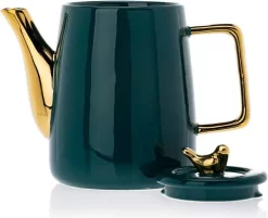 HowHomely Kaffeeservice Keramik 4 Personen - Teeservice 10-tlg. - Grün-Gold -Küchenbedarf Geschäft 9753c14189b64e28cac2a2a338f9e9f9