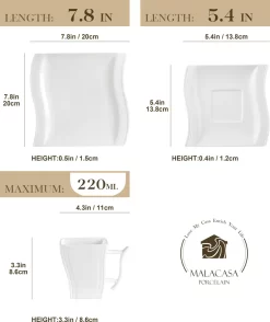 MALACASA, Serie Flora, 18 Tlg . Set Cremeweiß Porzellan Kaffeeservice Geschirrset Mit Je 6 Kuchenteller, 6 Tasse 220ml, 6 Untertasse Für 6 Personen -Küchenbedarf Geschäft 9b75fe587e8e34ea59494cb94a700d8d
