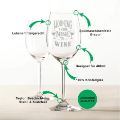 Leonardo Weinglas Mit Gravur - Working From Nine To Wine - Geschenk Für Hobby-Sommelier & Weinliebhaber - Weingläser - Geburtstagsgeschenk Für Frauen & Männer -Küchenbedarf Geschäft ac63c22fbd7ab815bba06dc37041d393