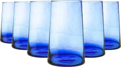 Nicola Spring 6 Stück Merzouga Recycled Longdrinkgläser Set - Trinkglas - 320ml - Blau