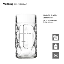 6er Set Maßkrug 1 Liter Geeicht Bierkrug Mit Henkel Bierglas Perfekt Geeignet Für Gastronomie -Küchenbedarf Geschäft b58864aaaf3ccd47370656434c6695c5