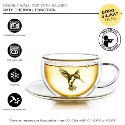 Creano 6er-Set Thermo-Tasses "Hummi" Für Tee/Latte Macchiato, Doppelwandig, Mit Kolibri-Muster | 250ml In Exklusiver Geschenkpackung -Küchenbedarf Geschäft c0f9100687b6b7f1e8a6e4379c61a52c