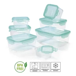 Frischhaltedosen Set Klick Gefrierdosen Lunchbox Deckel 14-tlg. Aquamarin