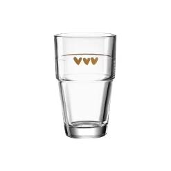 LEONARDO 043467 Solo Latte Macchiato Becher Mit Motiv Herzen, Glas, 410 Ml, Klar