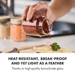 Klarstein Glaswerk Cassia Gewürzgläser Vorratsgläser Gewürzgläserset , 6 X 130 Ml , Borosilikatglas , Deckel Aus Akazienholz , Stapelbares Design , Luftdichte Aufbewahrung 12 Klarstein Glaswerk Cassia Gewürzgläser Vorratsgläser Gewürzgläserset , 6 X 130 Ml , Borosilikatglas , Deckel Aus Akazienholz , Stapelbares Design , Luftdichte Aufbewahrung -Küchenbedarf Geschäft dd908307388975b9f7f6b27736388842