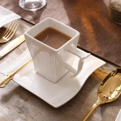 MALACASA, Serie Flora, 18 Tlg . Set Cremeweiß Porzellan Kaffeeservice Geschirrset Mit Je 6 Kuchenteller, 6 Tasse 220ml, 6 Untertasse Für 6 Personen -Küchenbedarf Geschäft e37658b4ebb8fa13f3e6a7a158839b72