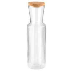 APS Glaskaraffe -LINES- /// Ø 8 Cm, H: 27 Cm, 0,9 Liter /// Glas, Deckel Aus Kork /// /// 10738 -Küchenbedarf Geschäft f49f228e4df518892098042d5fe430e5