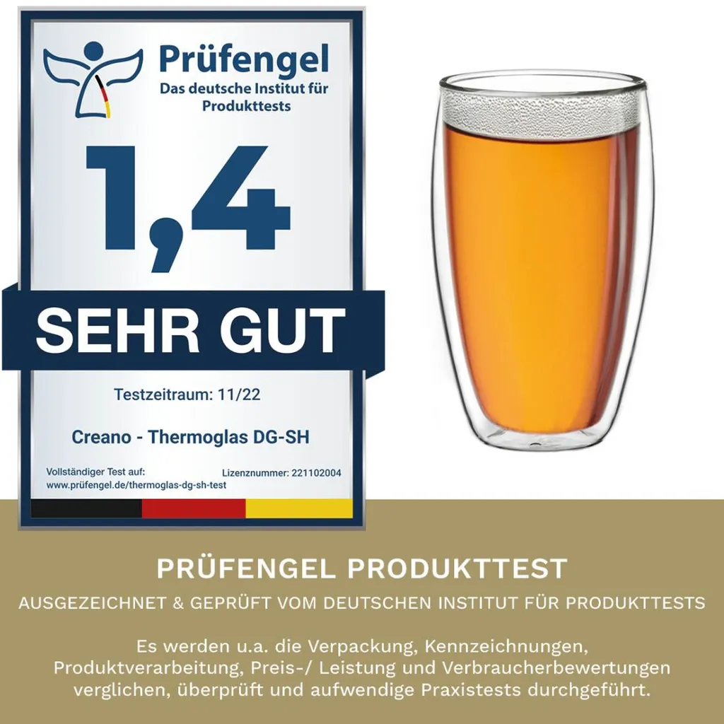 Creano Doppelwandiges Thermoglas 400ml „DG-SH“, Großes Doppelwandglas Aus Borosilikatglas, Doppelwandige Kaffeegläser, Teegläser, Latte Gläser 4er Set 7 Creano Doppelwandiges Thermoglas 400ml „DG-SH“, Großes Doppelwandglas Aus Borosilikatglas, Doppelwandige Kaffeegläser, Teegläser, Latte Gläser 4er Set – Bild 5